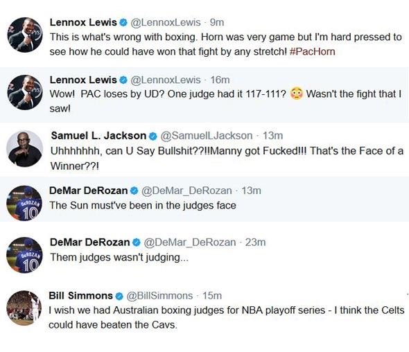 Kobe Bryant, Lennox Lewis left in disbelief by controversial Horn win