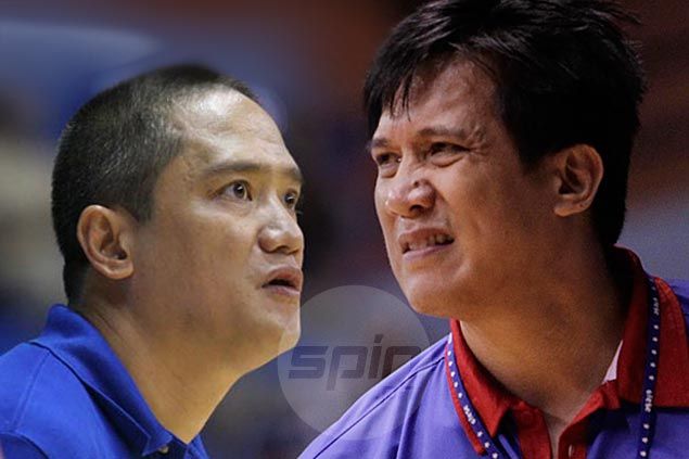 Lions coach Boyet Fernandez looks to score his second straight NCAA title, while Chiefs mentor Jerry Codinera is making his first appearance in the finals. - Boyet-Fernandez-Jerry-Codinera-JAscano-102014