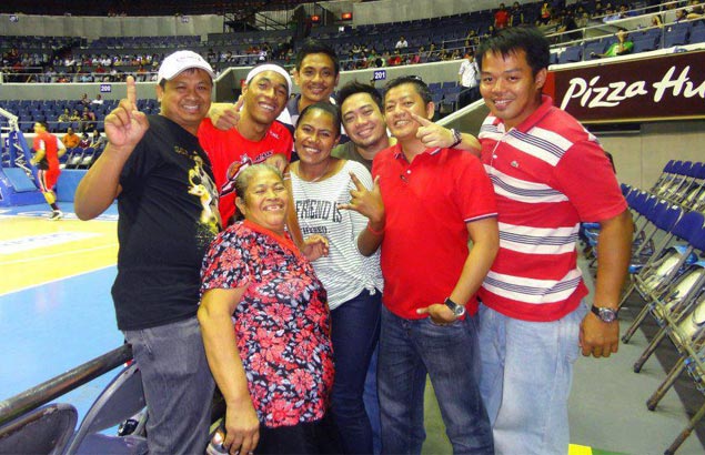 Lola Siony, Jovelle, and some of Calvin Abueva's longtime friends commute from Pampanga and back to watch the Alaska rookie play. Photo courtesy of Jovelle Abueva