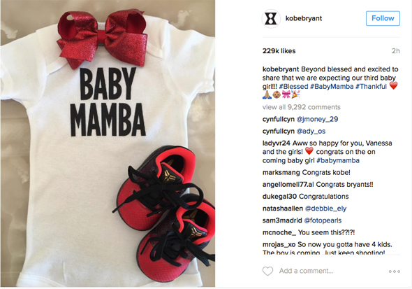 Baby Mamba Kobe Bryant and wife Vanessa expect third daughter