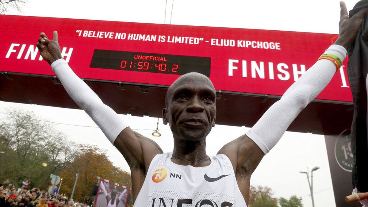 Eliud Kipchoge makes history, finishes marathon in less than two hours