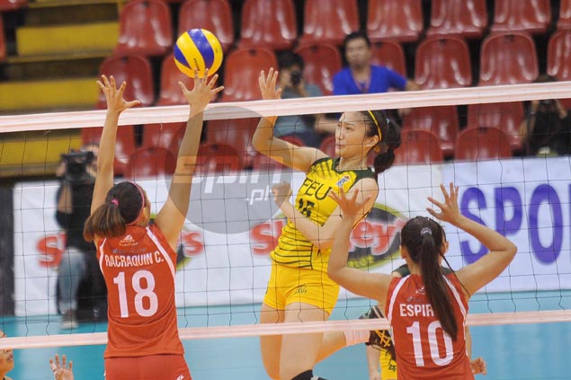 FEU shakes off sluggish start to score second win and eliminate San Beda from V-League