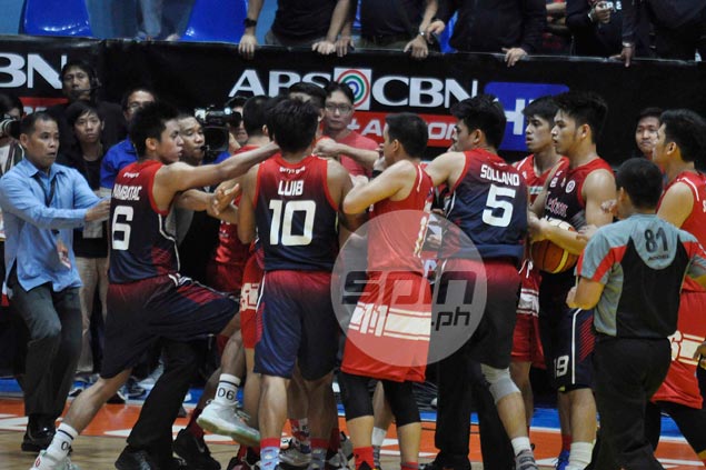 Late-game commotion mars San Beda win over Letran in hot-tempered NCAA rematch