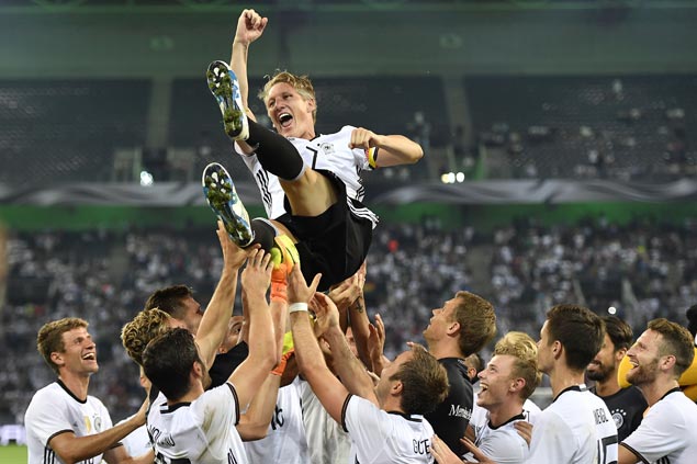 Emotional farewell for Bastian Schweinsteiger as he plays final game for Germany