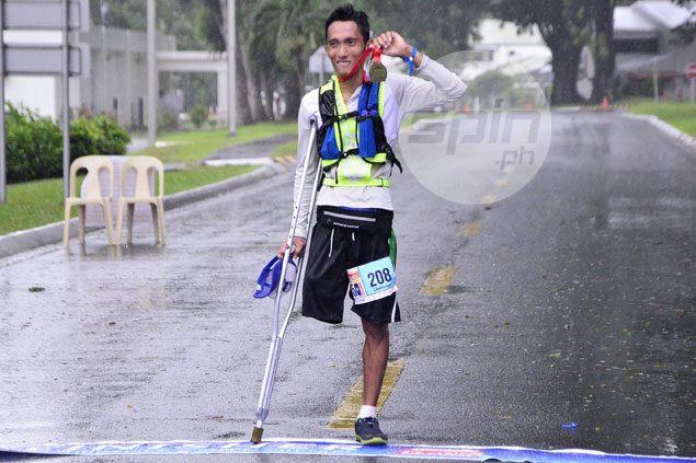 Sariaya native finishes 50-km ultramarathon on one leg and a crutch - and can't wait to go longer