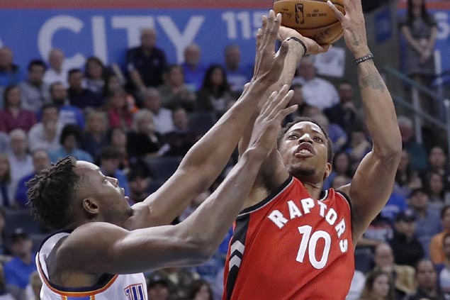 DeMar DeRozan drops 37 as Raptors buck slow start to hand Thunder first home loss