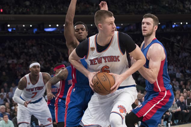 Kristaps Porzingis scores career-high 35 as Knicks overcome Pistons