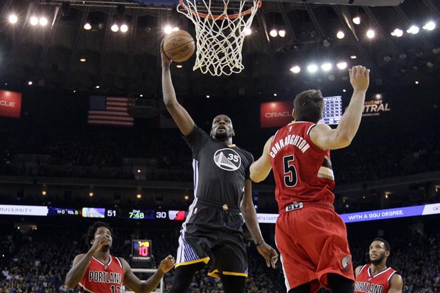Kevin Durant scores 34 as Warriors win by 45 over Trail Blazers