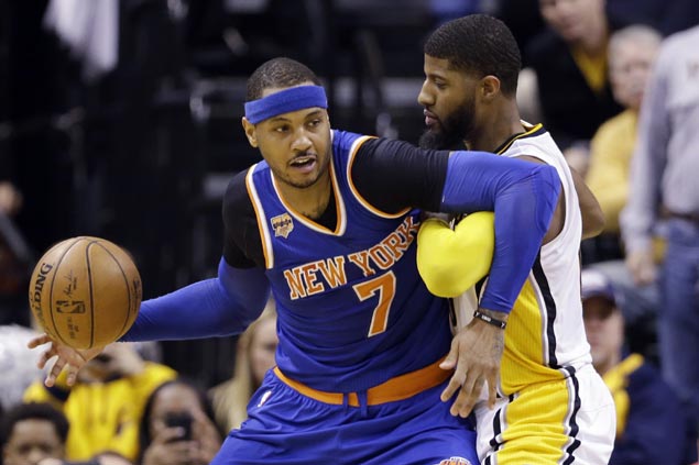 Carmelo Anthony hits go-ahead basket to spare Knicks from late-game collapse vs Pacers