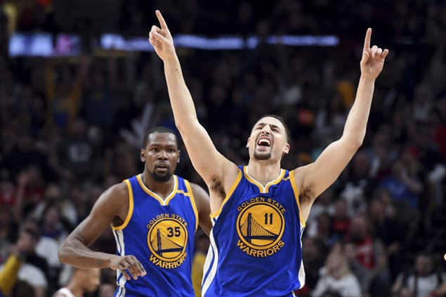 Warriors blow 21-point lead but hold steady behind Durant, Thompson to beat Blazers