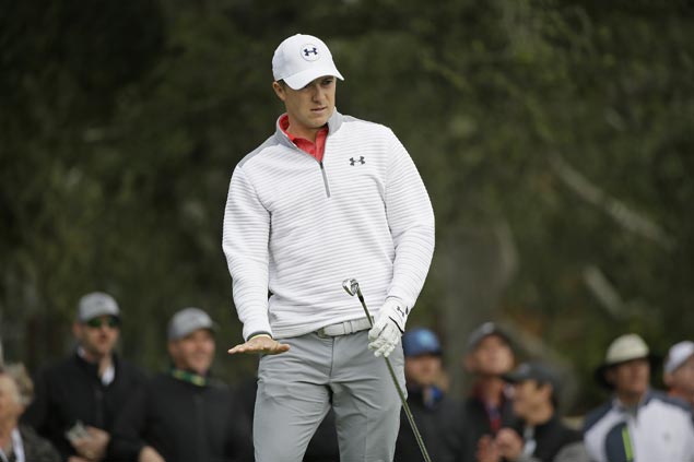 Jordan Spieth one stroke behind leaders as play suspended in storm-hit Pebble Beach