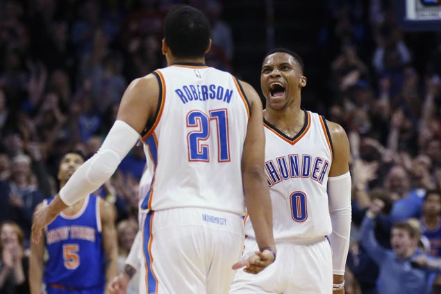 Westbrook nabs triple-double No. 27 as Thunder rallies from 17 down to stun Knicks