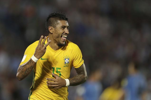 Paulinho scores hat-trick as Brazil rips Uruguay to close in on World Cup spot