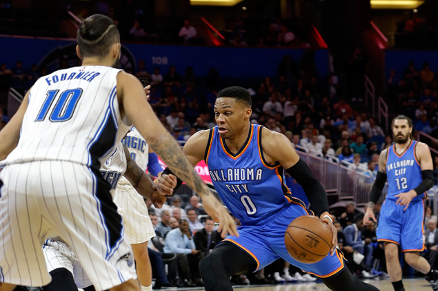 Russell Westbrook drops 57 points as Thunder fight back from 21 down to beat Magic in OT