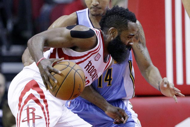 Harden takes charge in clutch as Rockets blow 17-point lead but recover to beat Nuggets