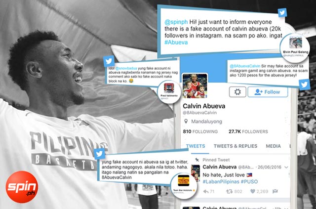 Dennis Pineda urges action against 'scammer' using fake Calvin Abueva Twitter, IG accounts