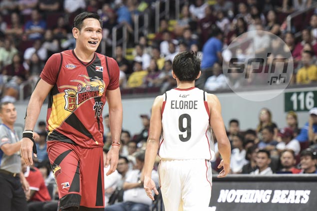 June Mar Fajardo takes time to tend to his body after showing full strength in breakout game