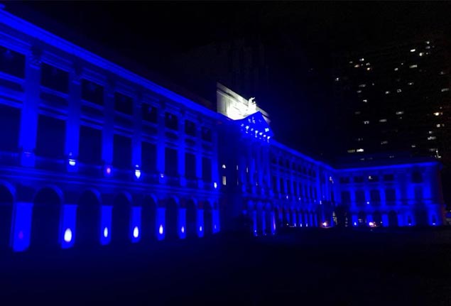 Blue lights illuminate La Salle campus as Green Archers salute rival Eagles