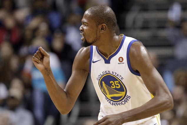 Kevin Durant caps triple-double with season-high 35 as depleted Warriors cruise past Hornets