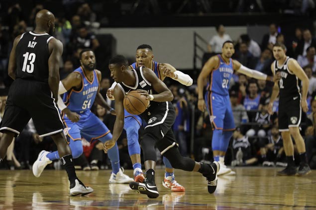 Nets claw back from 15 points down vs Thunder in Mexico as Westbrook, Anthony turn cold late