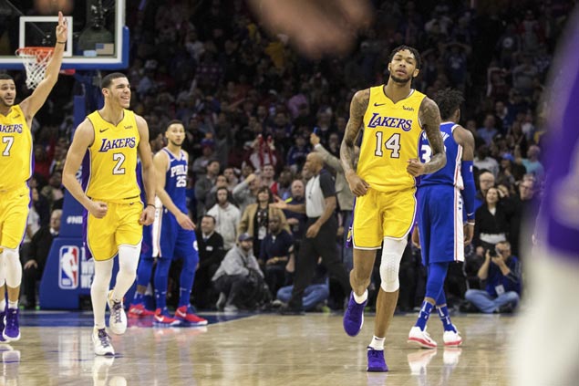 Brandon Ingram nails game-winning trey as Lakers survive fiery Sixers rally to end five-game slide
