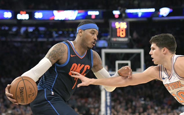 Knicks hold Carmelo scoreless in second half, beat Thunder for fourth straight victory