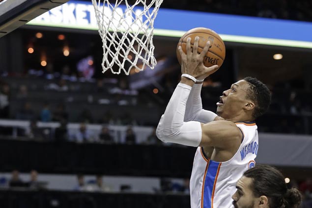 Double-doubles by Westbrook, Adams power Thunder past Hornets to halt three-game slide