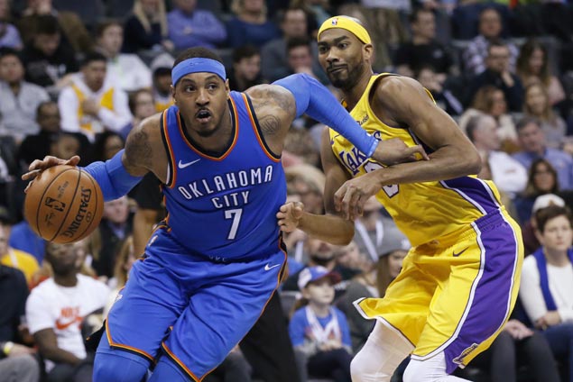 Carmelo Anthony leads surging Thunder romp as Kuzma, Caldwell-Pope add to Lakers injury woes