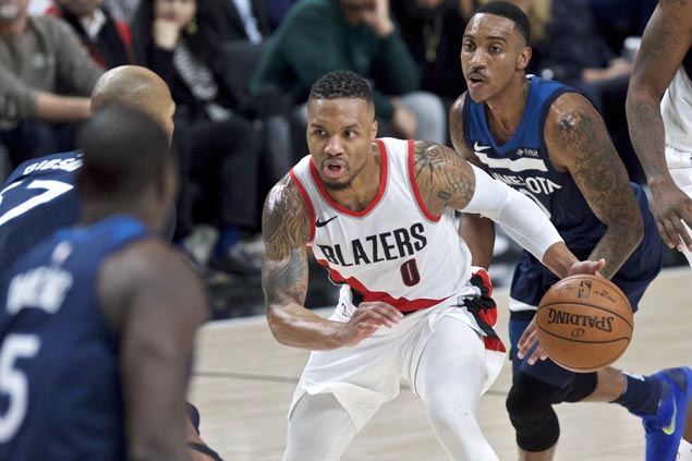 Damian Lillard nails six of Blazers’ 17 triples in big win over Timberwolves