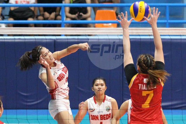 San Beda downs San Sebastian in four to gain share of lead with Arellano