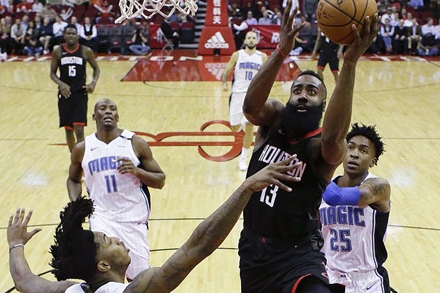 Harden's historic 60-point triple-double lifts depleted Rockets over Magic
