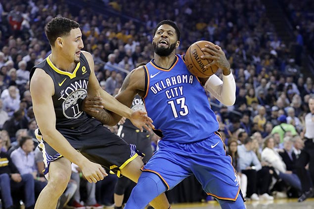 George, Westbrook lead assault as Thunder rips Warriors to halt four-game slide