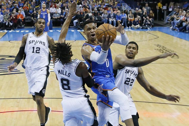Russell Westbrook posts 19th triple-double of season as Thunder down Spurs