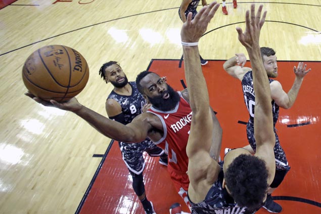 James Harden back after resting sore knee and Rockets breeze past Spurs