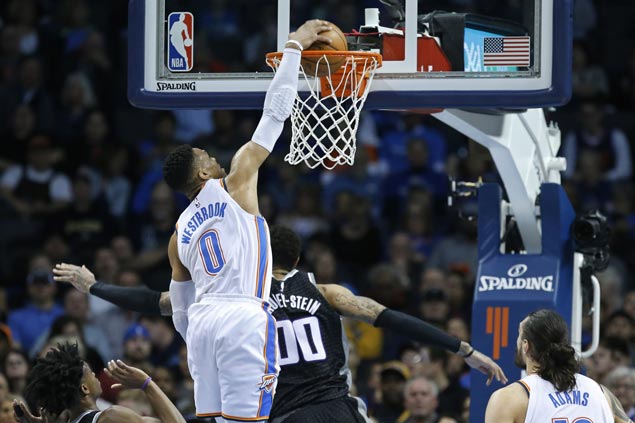 Russell Westbrook makes it 20 triple-doubles this season as Thunder edge Kings