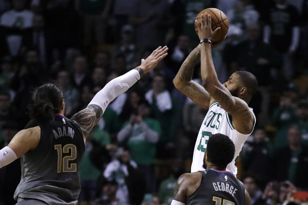 Marcus Morris hits last-gasp triple to lift Celtics over Thunder