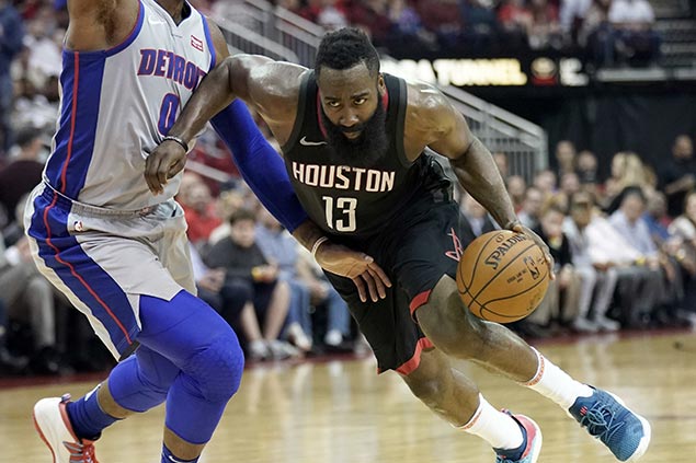 Harden takes over in OT as Rockets survive scare vs Pistons to extend streak to seven