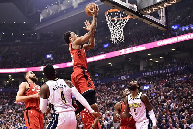 DeRozan leads seven players in double figures as Raptors hold off struggling Nuggets