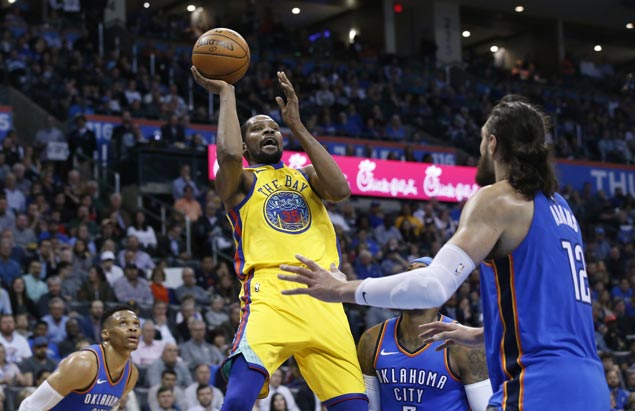 KD shrugs off the jeers as Curry-less Warriors score narrow win at Thunder