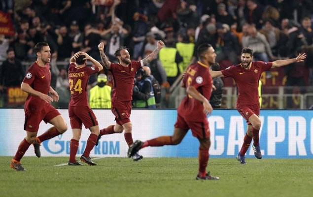 Kostas Manolas scores rare goal as Roma completes epic comeback to knock out Barca