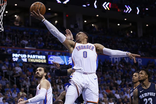 Westbrook nabs triple-double average in two straight seasons as Thunder rips Grizzlies