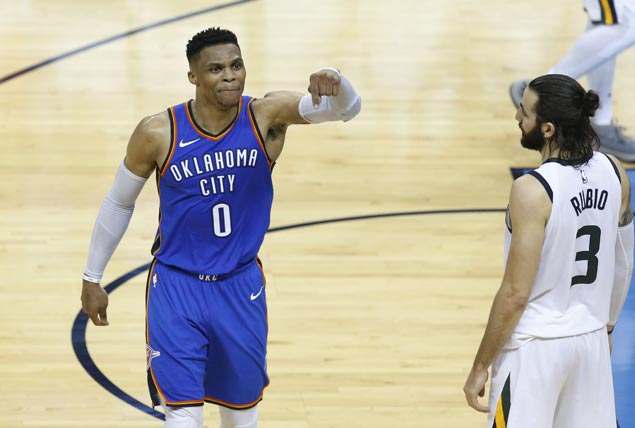 Westbrook, George lead Thunder rally from 25 down to beat Jazz and stay alive in playoffs