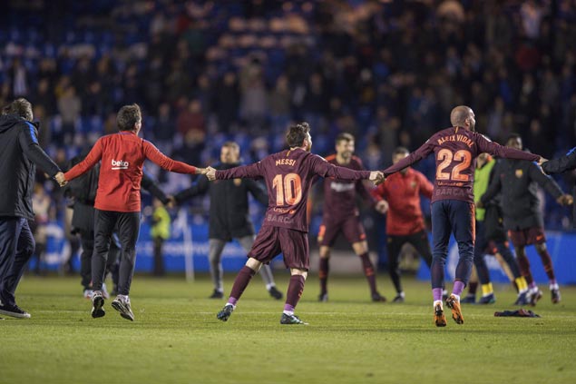 Messi scores hat-trick as unbeaten Barca claims La Liga crown with win over Deportivo