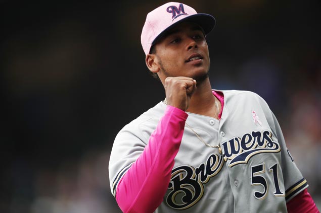 Freddy Peralta Ks 13 in major league debut, breaks Brewers rookie strikeout records in win over Rockies