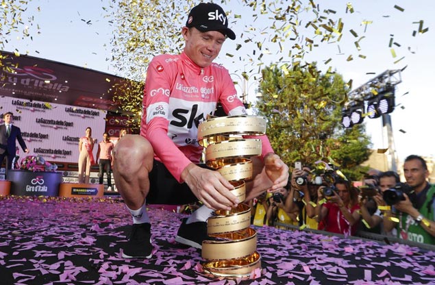 Chris Froome joins best of the best by topping Giro to clinch third straight Grand Tour