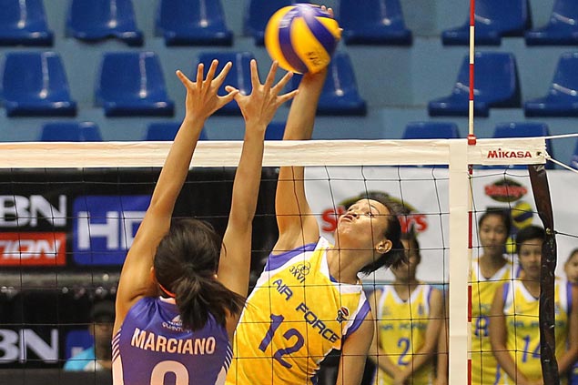 Dell Palomata, Judy Caballejo lead way as Air Force downs shorthanded Bali Pure in four sets