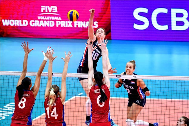 Dutch spikers recover from two sets down to beat Russia and salvage bronze in World Women's GP