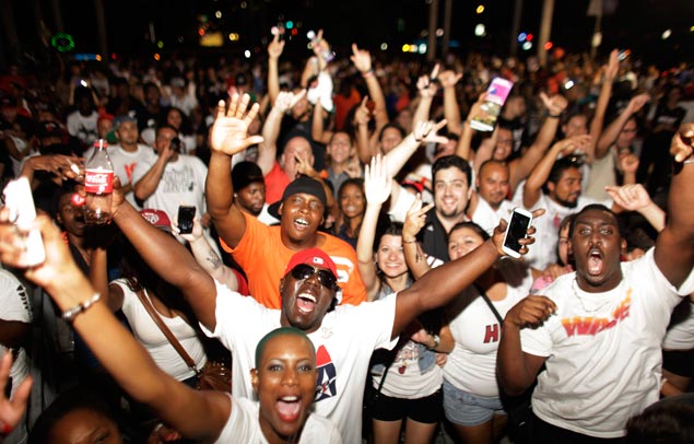 Teen hit by celebratory gunfire after Heat win