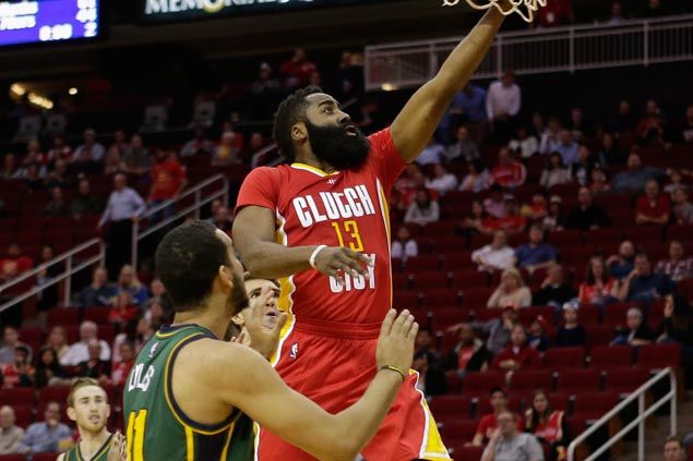 Harden propels shorthanded Rockets to hand Jazz's third straight loss