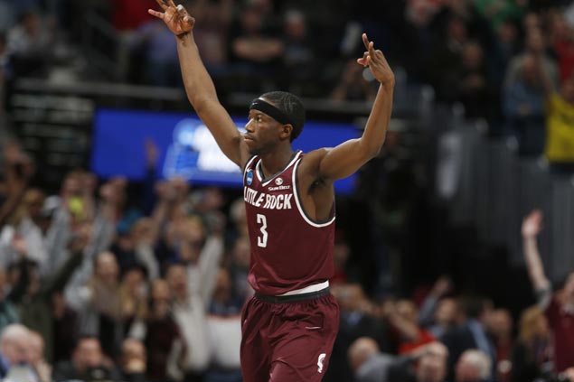 Hagins' halfcourt heave forces OT then leads Little Rock's big upset of Purdue in double OT